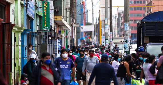 crowded street scene in Latin America